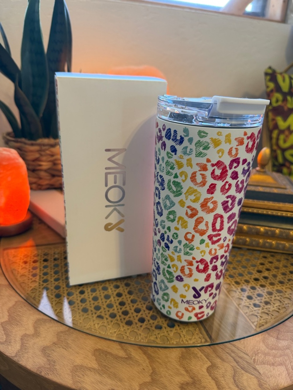 Rainbow Leopard Stainless Travel Tumbler - White
